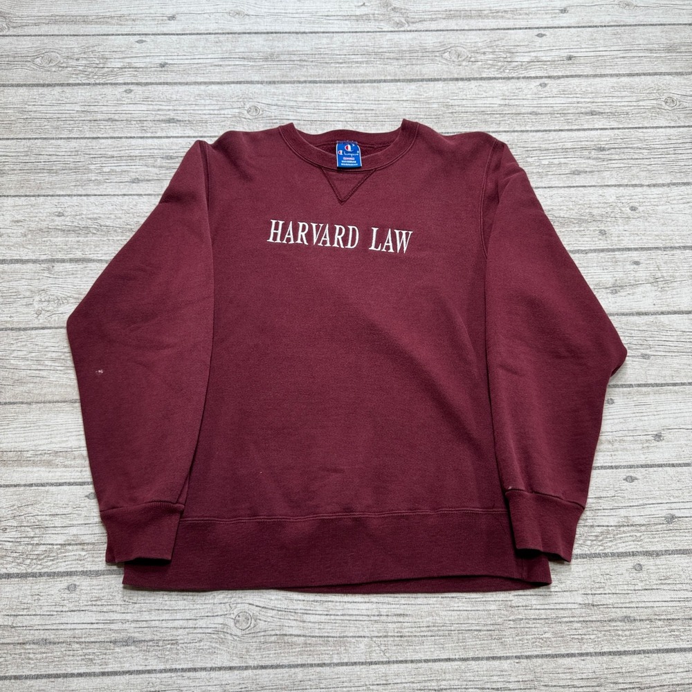 Vintage Champion Harvard Law Sweatshirt Men's Medium Maroon Fleece Pullover USA